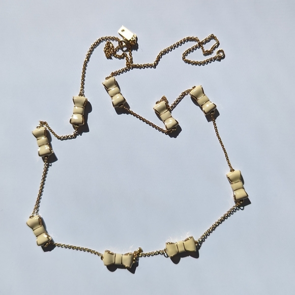 KATE SPADE New York Womens Moon River Gold Long Necklace coral white cream BOW - Picture 4 of 4